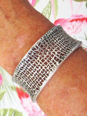 Retired Signed SILPADA Sterling Silver Woven Weave Cuff Bracelet B1625